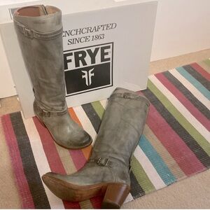 Frye Distressed Gray Leather Tall Boots 8